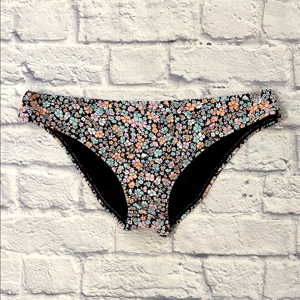 Ninety-Nine Cheeky Hipster Ruched Floral Swim Bottom Juniors Size Large NWT